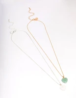 Mixed Metal Semi-Precious Heart Necklace Pack