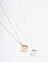 Mixed Metal Star Diamante Locket Necklace Pack