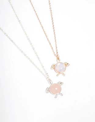 Mixed Metal Pastel Semi-Precious Turtle Necklace Pack