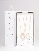 Mixed Metal Diamante Side Heart Necklace Pack