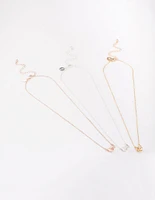 Mixed Metal Link Heart Necklace 3-Pack