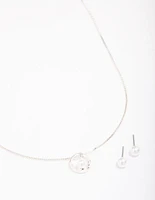 Silver Pearl Open Circle Jewellery Set