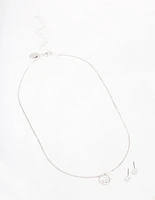 Silver Pearl Open Circle Jewellery Set