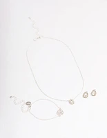 Silver Diamante Pear Jewellery Set