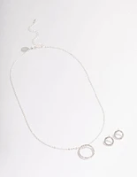 Silver Diamante Open Circle Jewellery Set