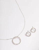 Silver Diamante Open Circle Jewellery Set