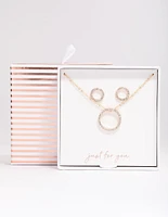 Gold Diamante Open Circle Jewellery Set