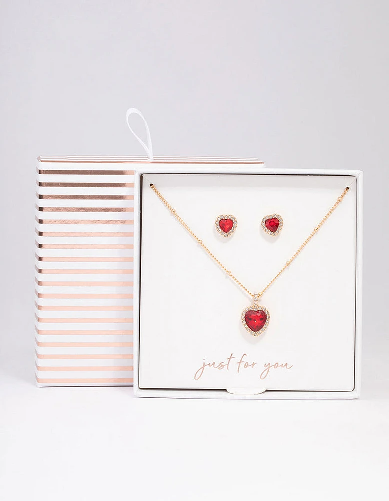 Gold Heart Halo Ball Jewellery Set