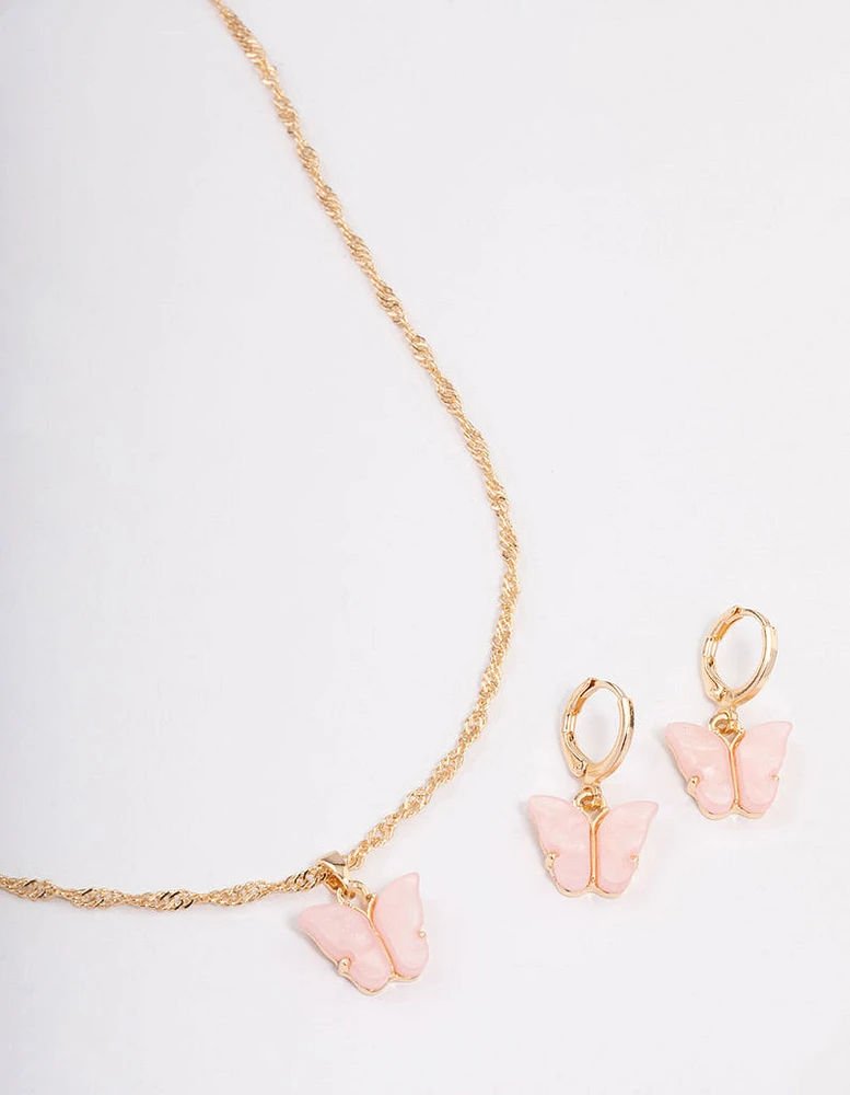 Gold Butterfly Jewellery Set