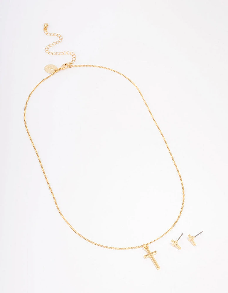 Gold Plated Cross Jewellery Set