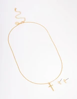 Gold Plated Cross Jewellery Set