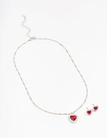 Rhodium Heart Halo Jewellery Set