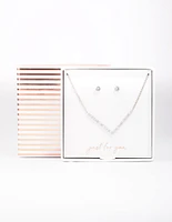 Rhodium Cubic Zirconia V-Shaped Jewellery Set