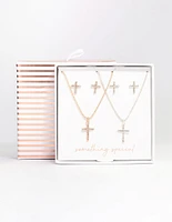 Mixed Metal Diamante Cross Jewellery Set Pack