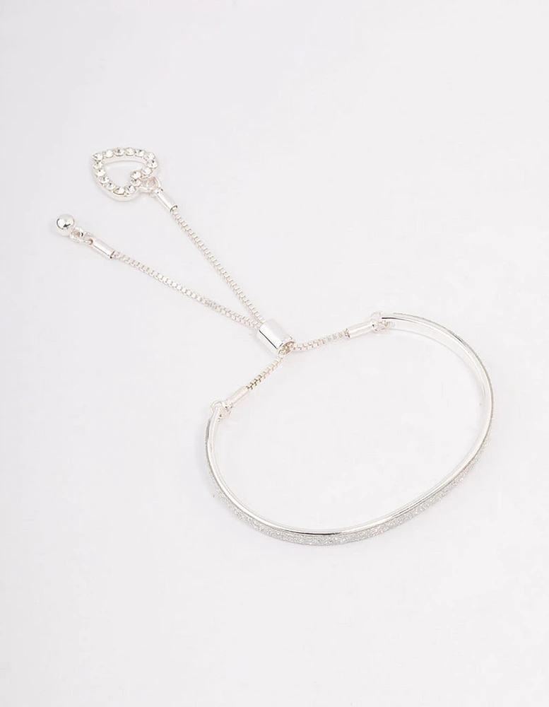 Silver Glitter Toggle Bracelet