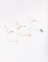 Mixed Metal Round & Shard Freshwater Pearl Bracelet 3-Pack