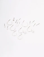 Silver Diamante Pearl Stud & Hoop Earring 8-Pack