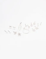 Silver Shell Pearl Stud Earring 8-Pack