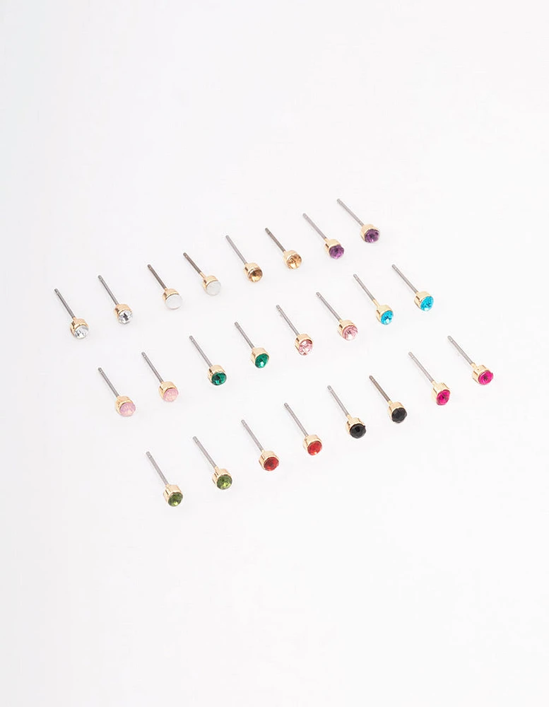 Gold Diamante Stud Earring 12-Pack