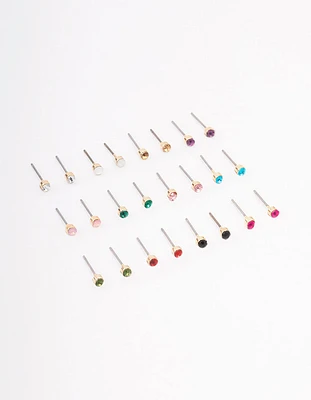 Gold Diamante Stud Earring 12-Pack