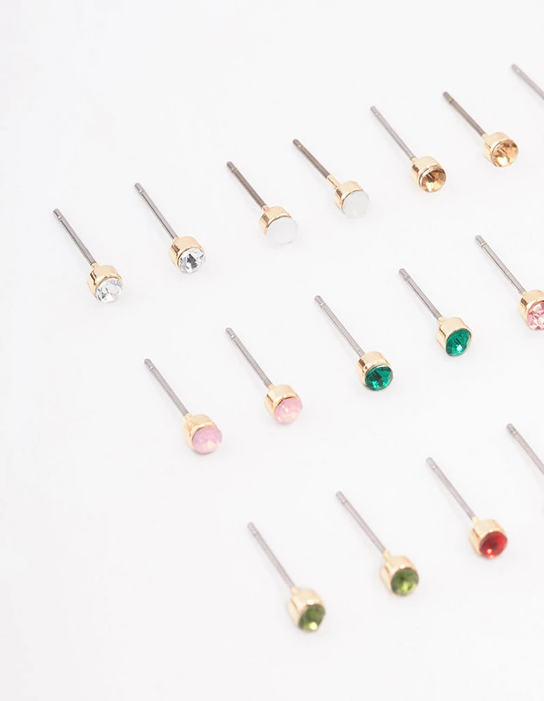 Gold Diamante Stud Earring 12-Pack