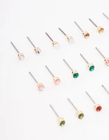 Gold Diamante Stud Earring 12-Pack