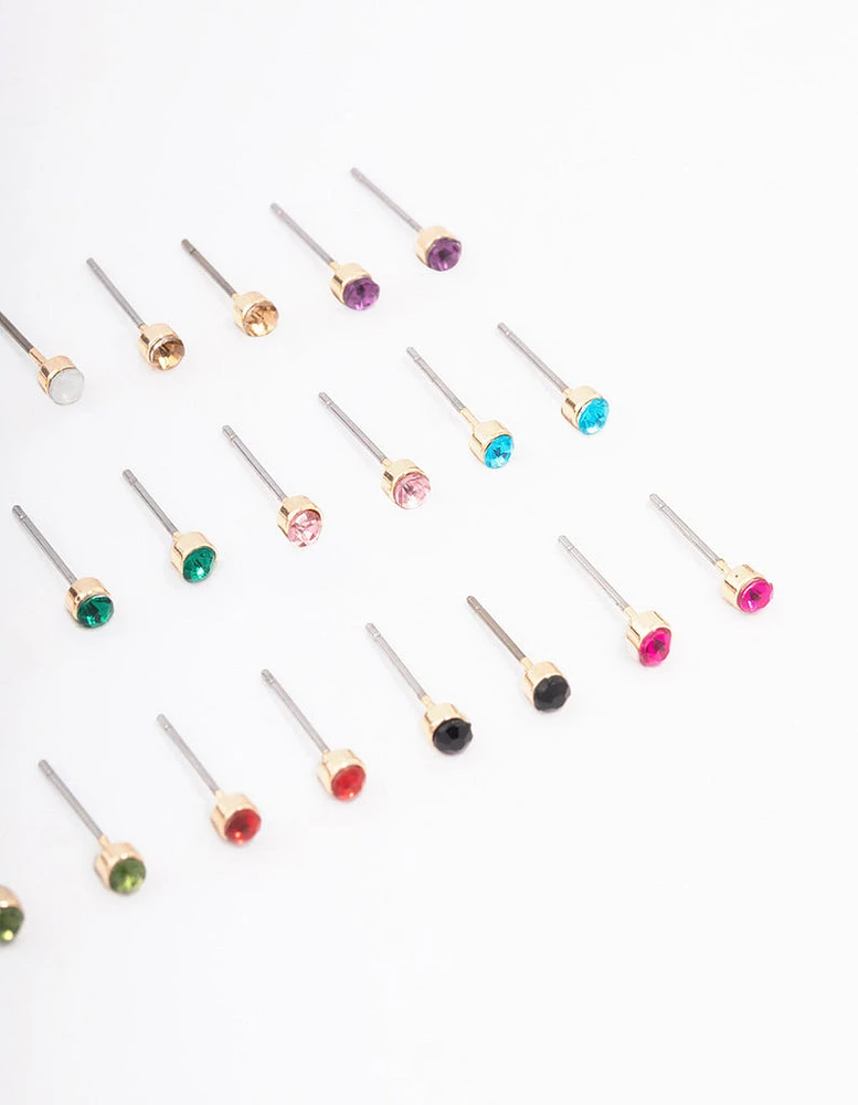 Gold Diamante Stud Earring 12-Pack