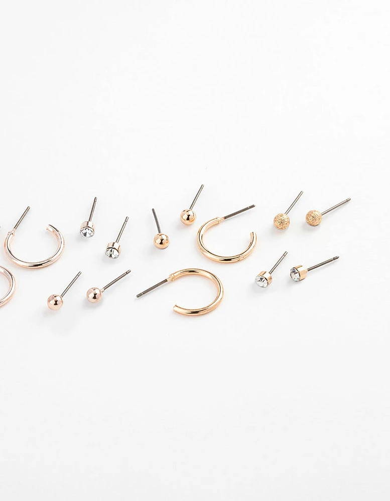 Mixed Metal Sandblast Stud & Hoop Earring 12-Pack