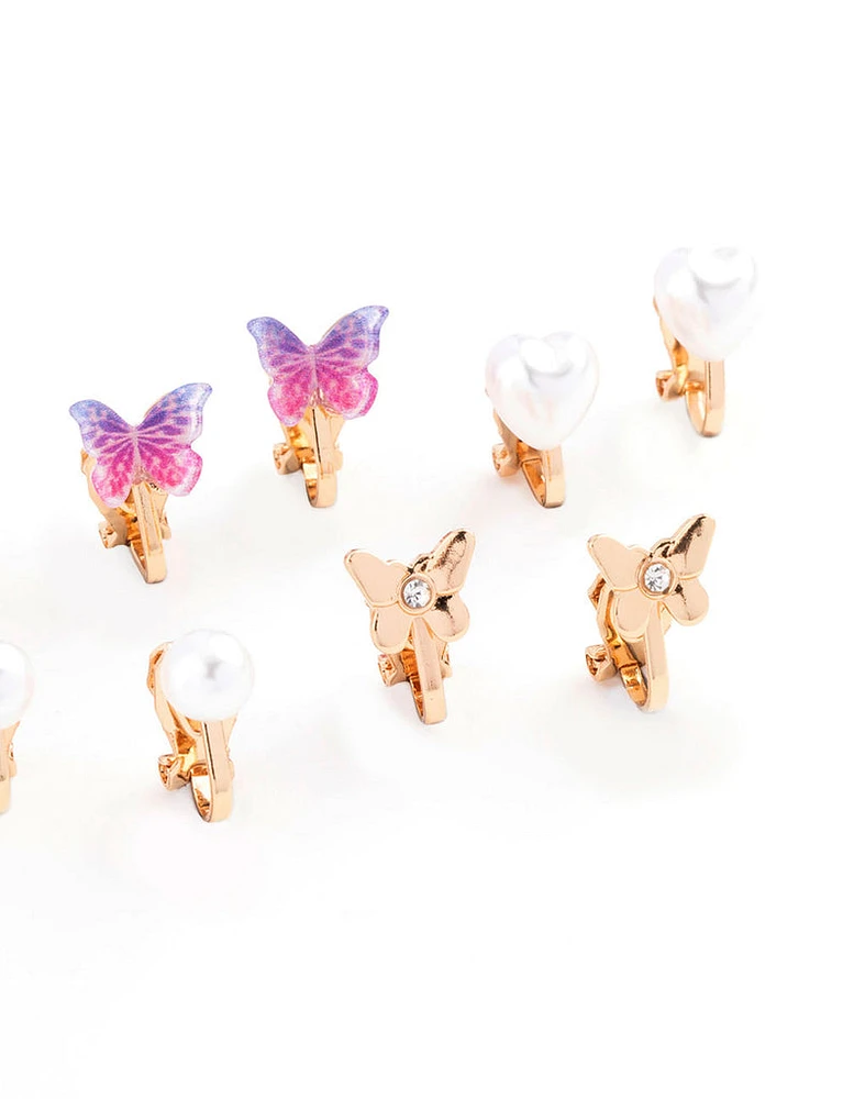 Gold Ombre Star Clip On Earring 8-Pack