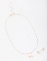 Rose Gold Sandblast Butterfly Jewellery Set