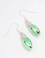 Silver Christmas Light Bulb Drop Earrings
