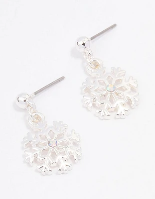 Silver Snowflake Drop Earrings