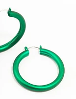 Green Silver Pearlised Hoop Earrings