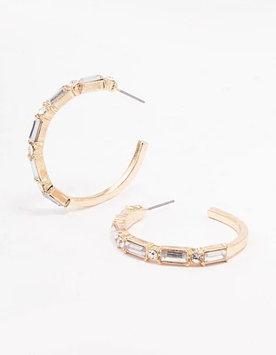 Gold Baguette Hoop Earrings