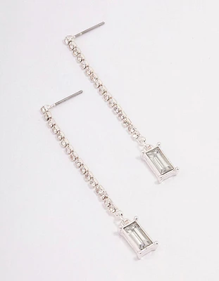 Silver Cup Chain Radiant Drop Earrings