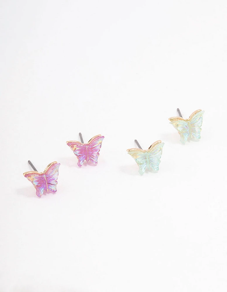 Gold Holographic Butterfly Earring Pack