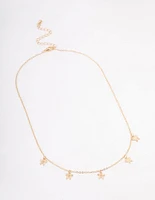 Gold Textured Butterfly Droplet Necklace