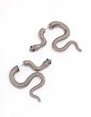 Gunmetal Slithering Snake Drop Earrings