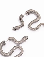 Gunmetal Slithering Snake Drop Earrings