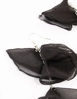 Black Ribbon Twirl Drop Earrings