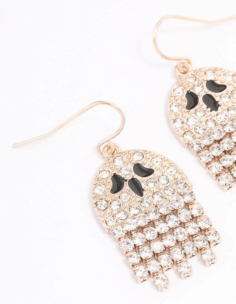 Gold Mini Ghost Drop Earrings