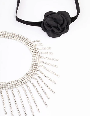 Rhodium Floral Cup Chain Choker