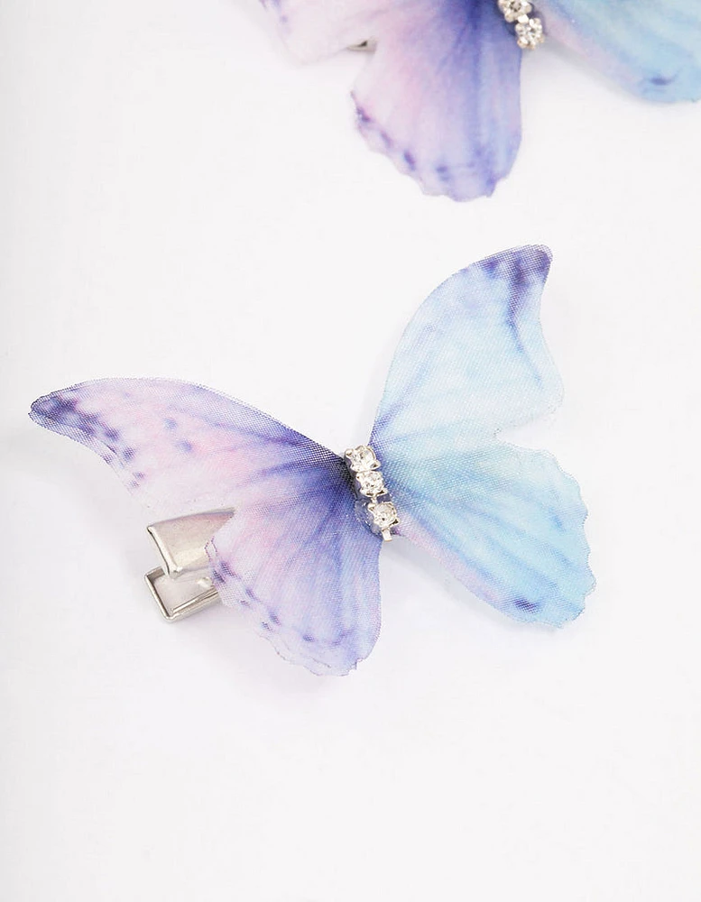 Diamante Butterfly Hair Clip Pack