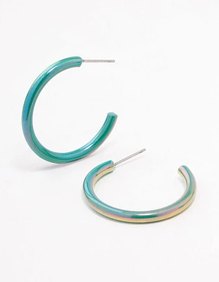 Gold Holographic Plain Hoop Earrings