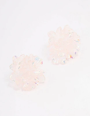 Acrylic Holographic Flower Stud Earrings