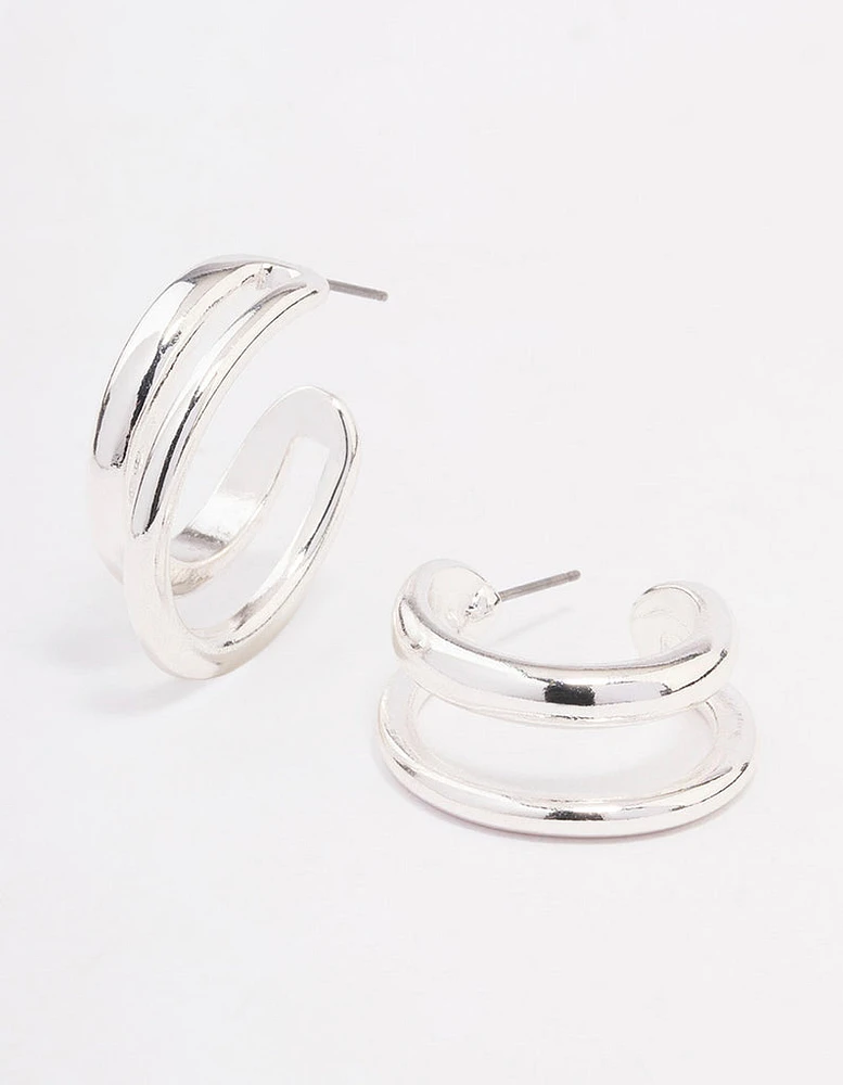 Silver Double Hoop Earrings