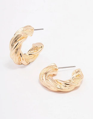 Gold Twisted Rope Hoop Earrings