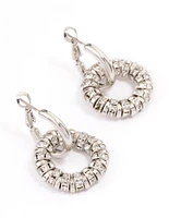 Silver Diamante Double Hoop Earrings