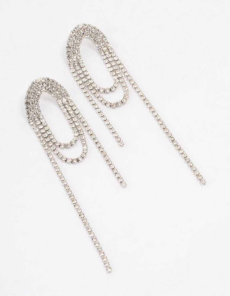 Silver Diamante Loop Drop Earrings