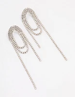 Silver Diamante Loop Drop Earrings